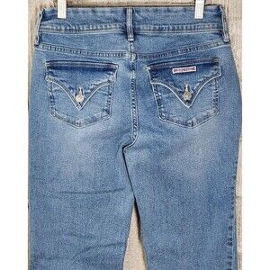 Hudson Womens 4/27 Double Button Flap Pocket Mid Rise Straight Jeans Stretch